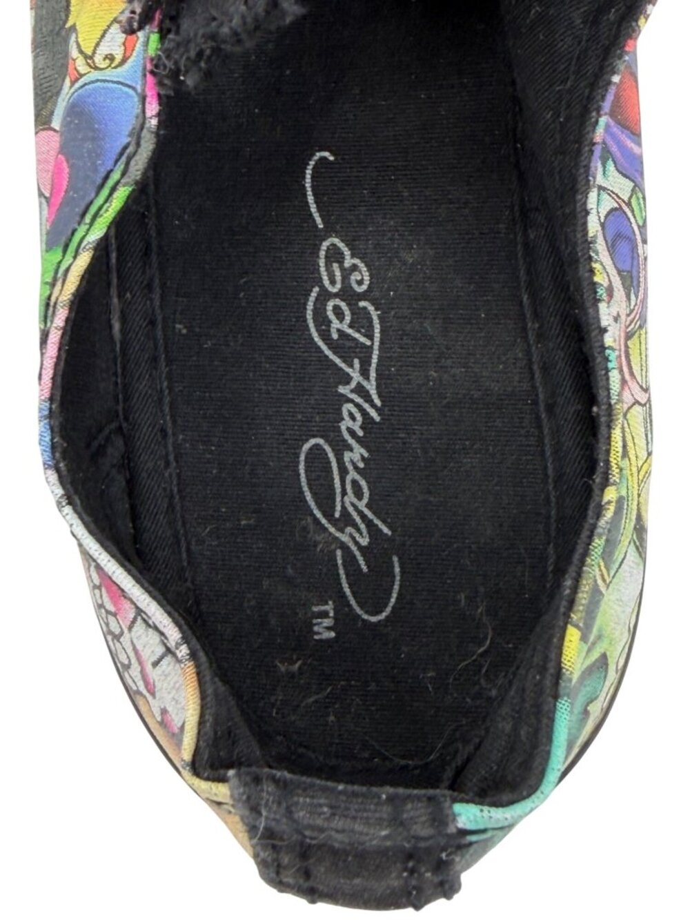 VTG Ed Hardy Black Tattoo Print Canvas Sneakers 8 | Y2K Skater Grunge Streetwear - Picture 15 of 16
